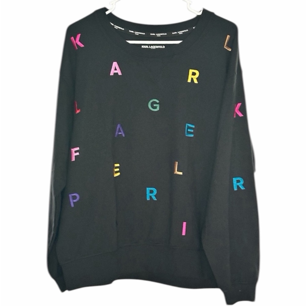 KARL LAGERFELD PARIS Embroidered Crewneck Sweatshirt Woman’s Large NWT